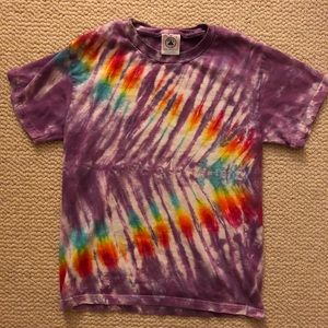 YM 10-12 Hand Tie Dyed T-Shirt Purple Blue Yellow